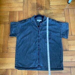 Madewell Black Washed Denim Short Sleeve Button Down Shirt XS